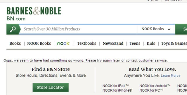 Barnes And Noble Experiencing Massive Website Issues