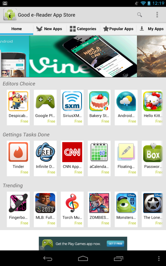 Good e-Reader Android App Store Updated – New Home Screen