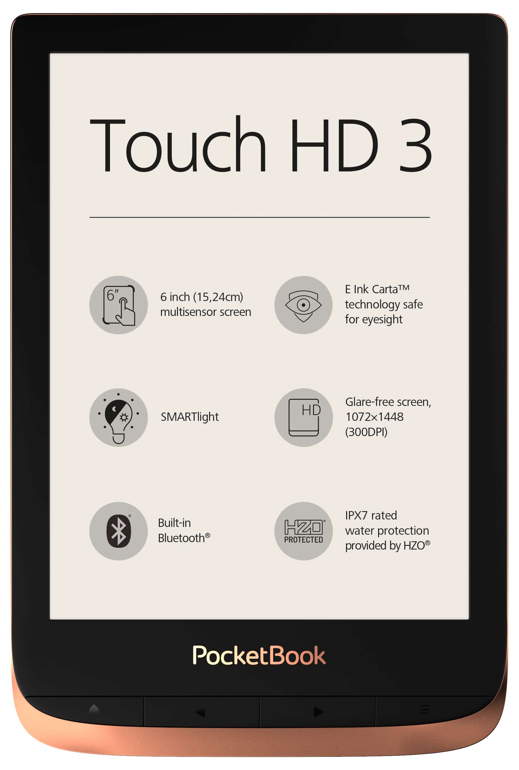 Pocketbook Touch HD2 PB631 Marrone Scuro 6" eInk Charta Ebook Reader Wi-Fi 8GB di memoria 