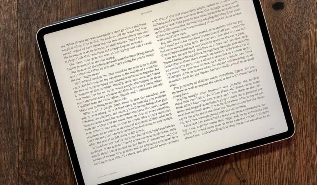 Kindle app scrolling mode