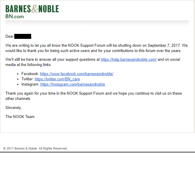 Barnes And Noble Shutting Down Nook Support Forums