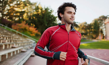 man running while listening to music