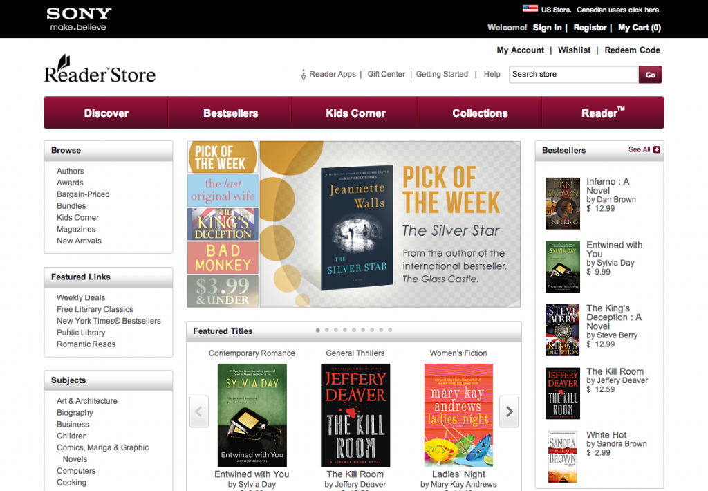 readerstore us homepage